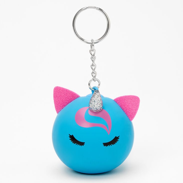 Glitter Blue Unicorn Stress Ball Keychain,