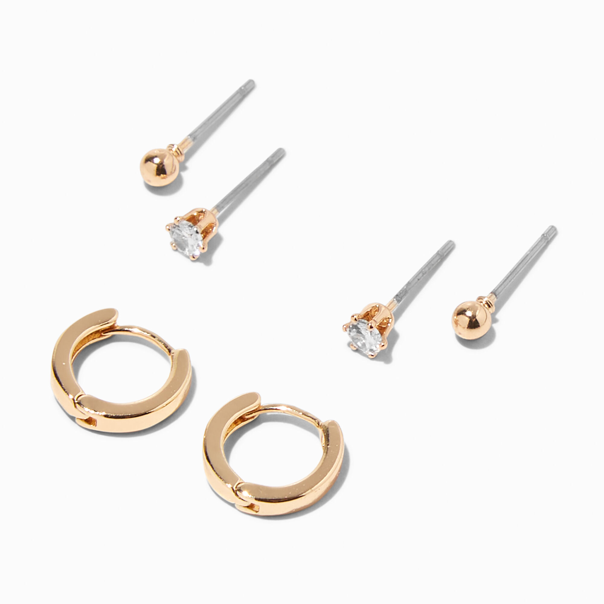 View Claires Tone Earring Stackables Set 3 Pack Gold information
