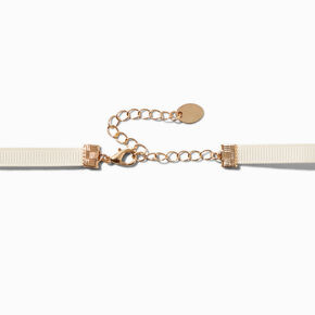 Pink Rose White Ribbon Choker Necklace,