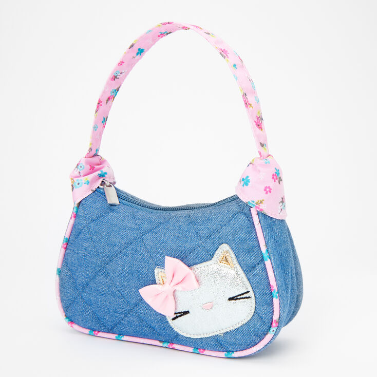 Claire's Sac à main floral chat denim matelassé Claire's Club