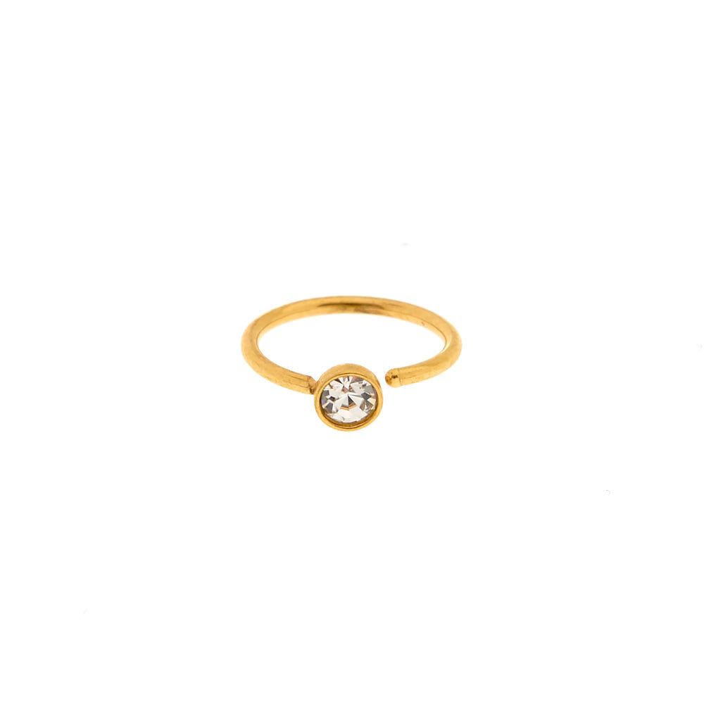Gold-tone Stainless Steel Clear Crystal 20G Nose Ring,