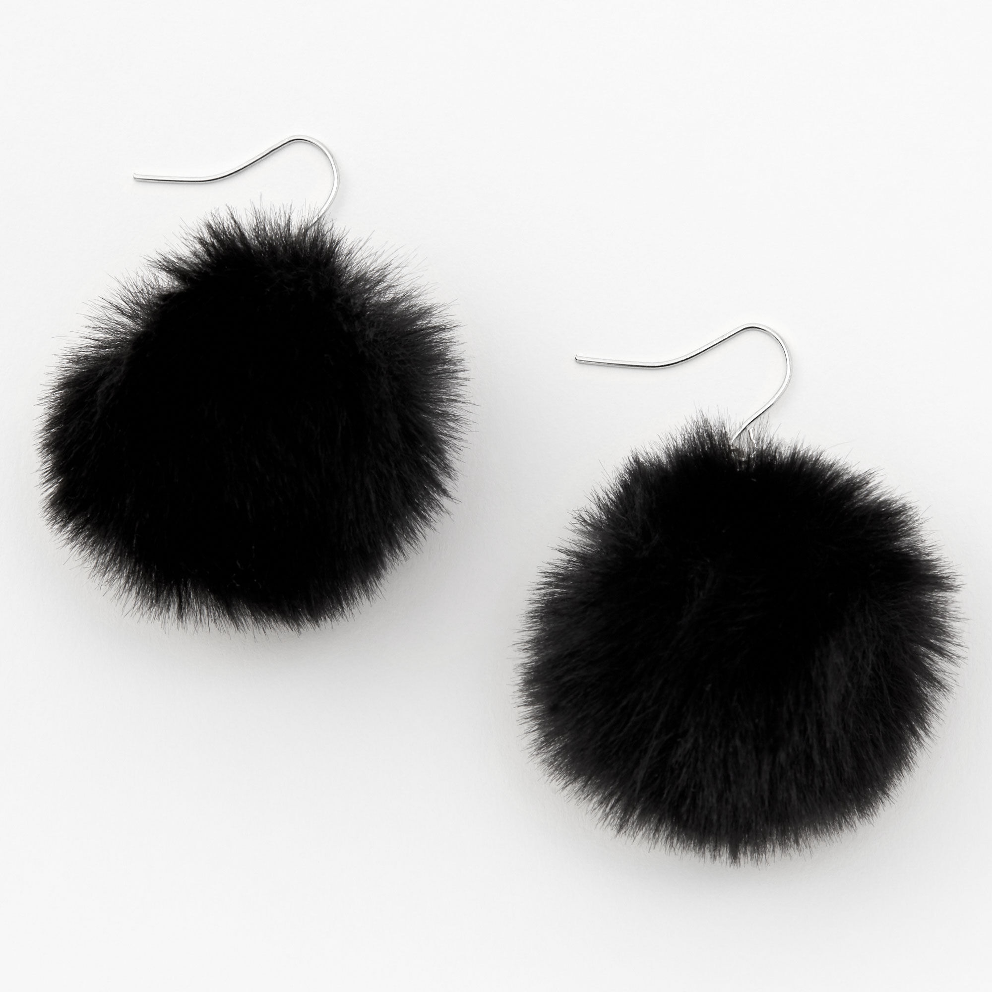 Black pom shop pom earrings