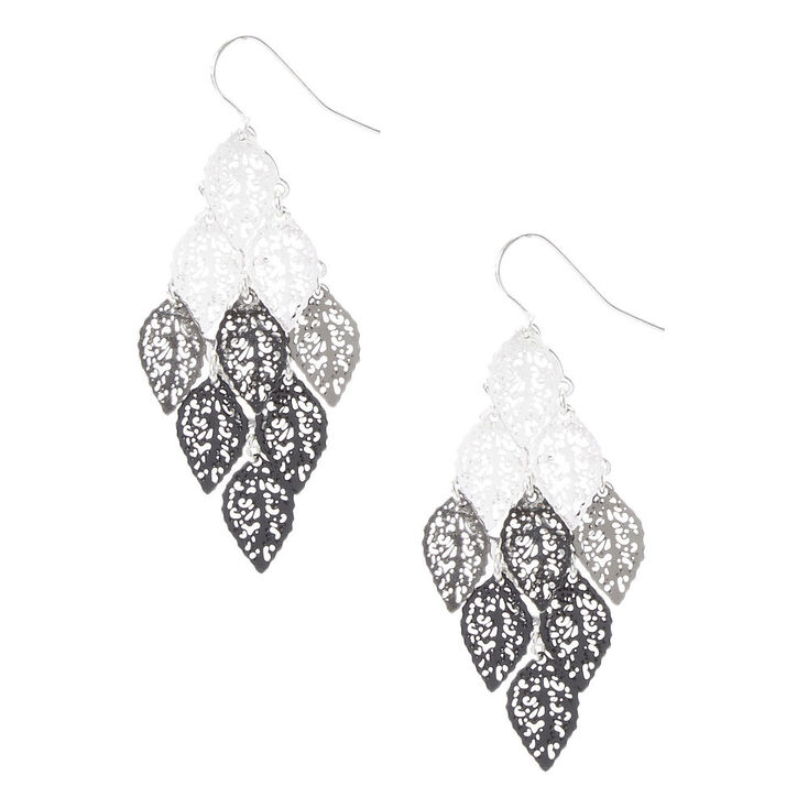 Claire's Pendantes feuille filigrane dégradé 3,8 cm couleur argentée