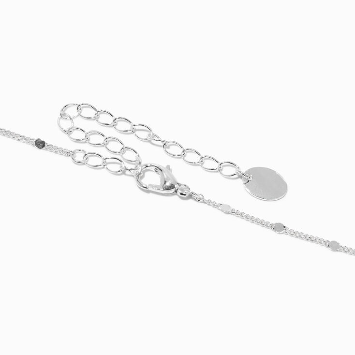 Silver Half Stone Initial Pendant Necklace - V,
