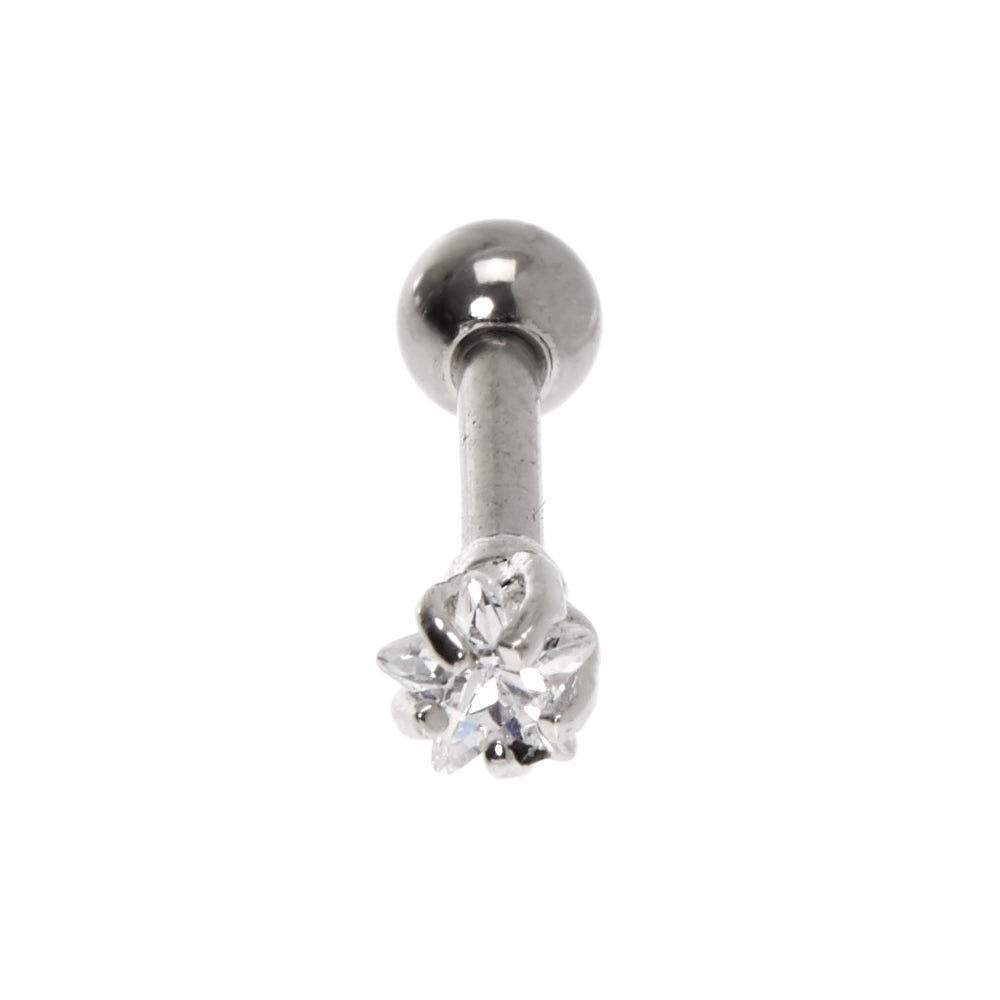 Clou d'oreille piercing tragus étoile 16 g couleur argentée,