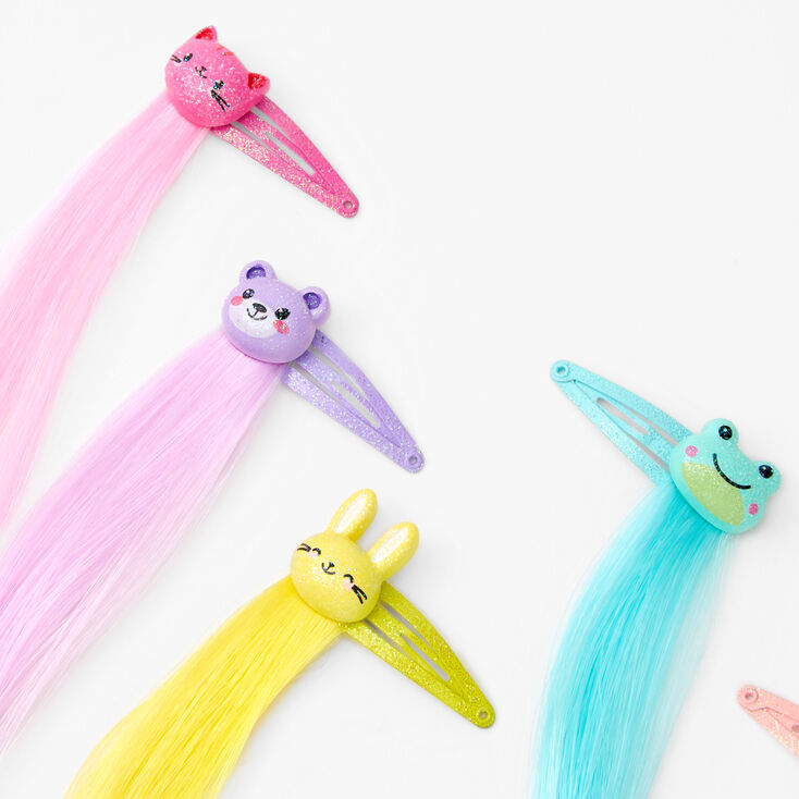 Claire&#39;s Club Faux Hair Glitter Critter Snap Clips - 6 Pack,
