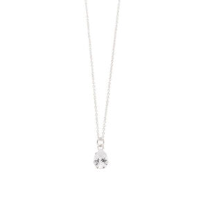 Silver Cubic Zirconia Pear Pendant Necklace,