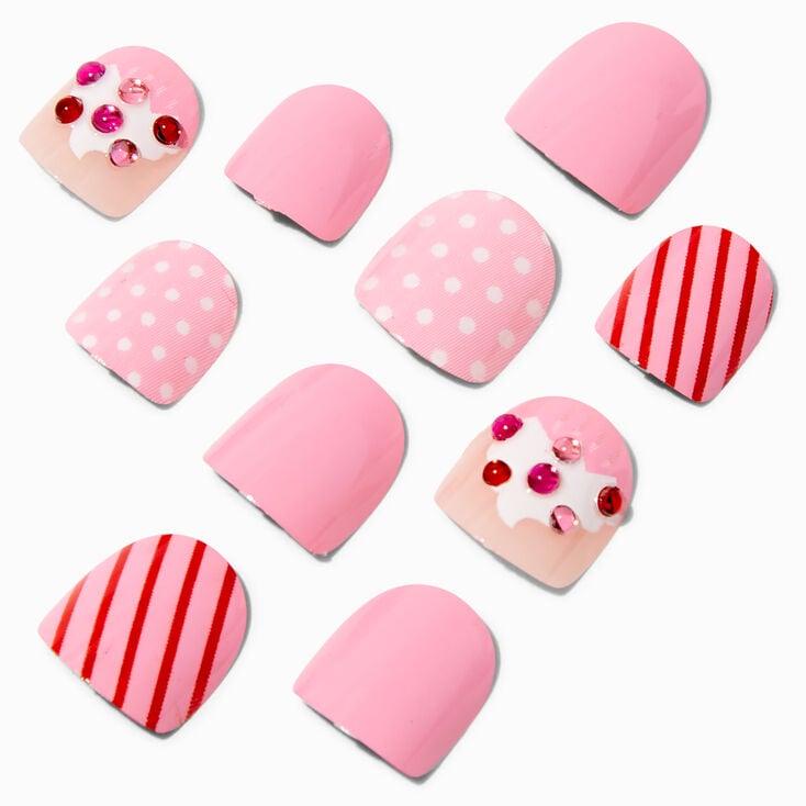 Claire's Club Cupcake Press On Vegan Faux Nail Set - 10 Pack