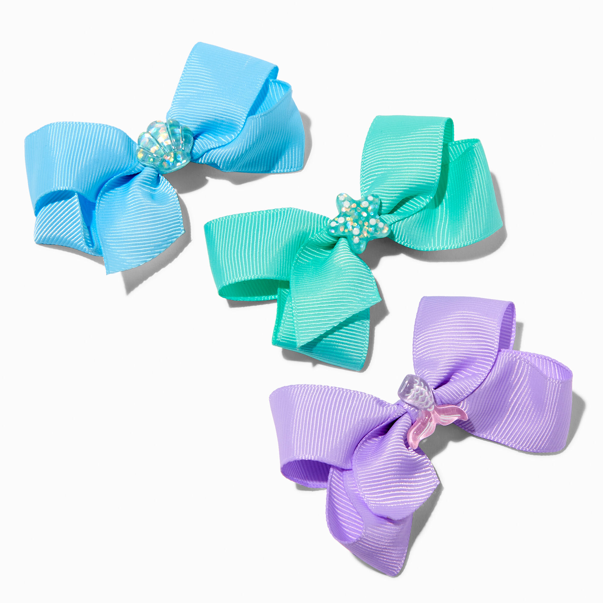 View Claires Club Mermaid Loopy Hair Bow Clips 3 Pack information
