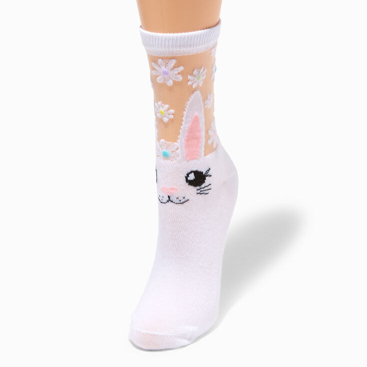 Easter Bunny Sheer Crew Socks,