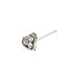22G Silver-tone Stainless Steel Crystal Heart Nose Stud,
