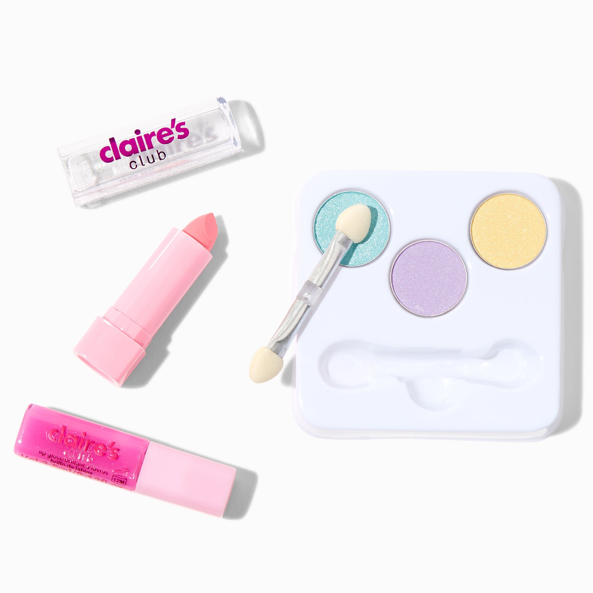 Palette compacte de maquillage et boîte en fer violette papillon à paillettes Claire's Club,