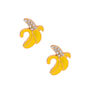 Gold Banana Stud Earrings - Yellow,