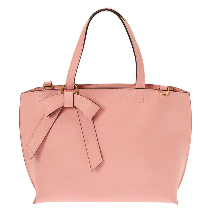 Claire's Sac à bandoulière style sacoche orné d’un nœud - Rose