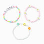 Zodiac Daisy Happy Face Beaded Stretch Bracelets - 3 Pack, Libra,