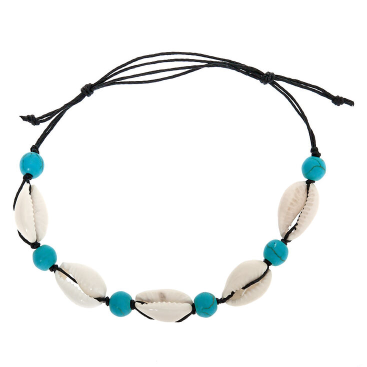 Claire's Bracelet réglable avec perles d'imitation turquoise et coquillages puka