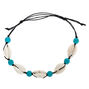 Bracelet r&eacute;glable avec perles d&#39;imitation turquoise et coquillages puka,
