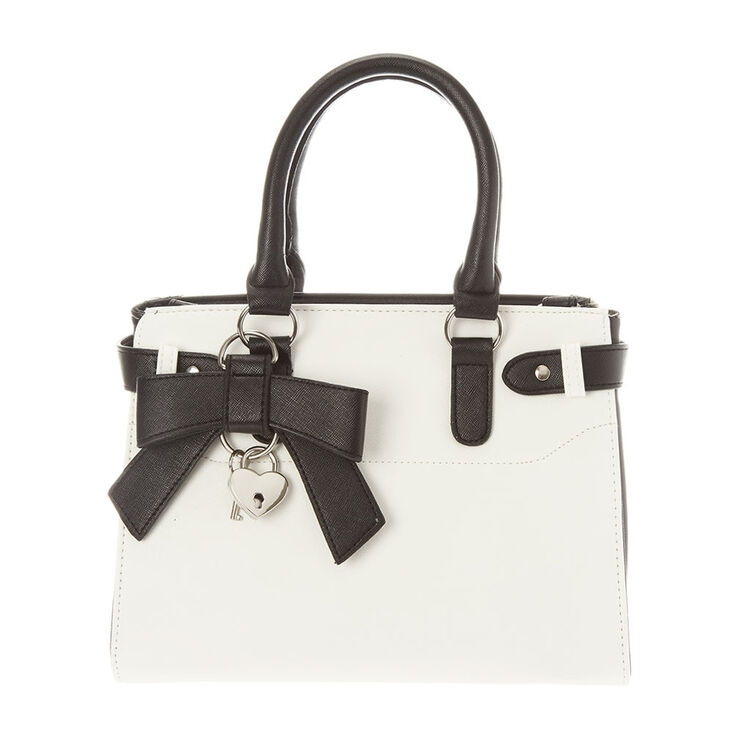 White And Black Cross Body Satchel Handbag