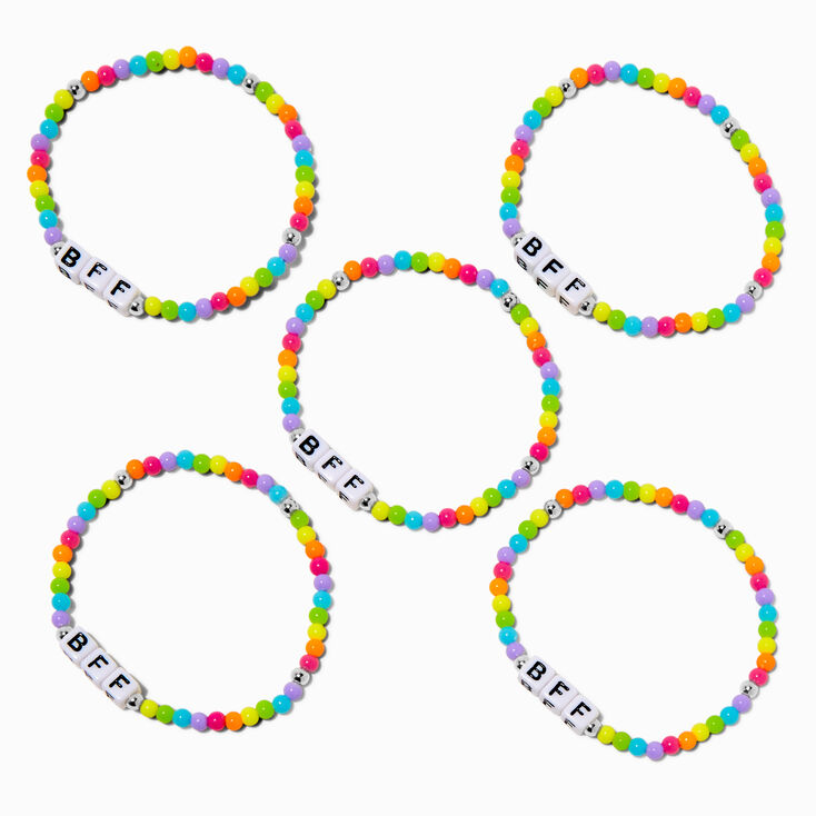 Best Friends Rainbow BFF Beaded Stretch Bracelets - 5 Pack,