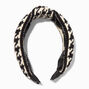 Black Knit Houndstooth Knotted Headband,
