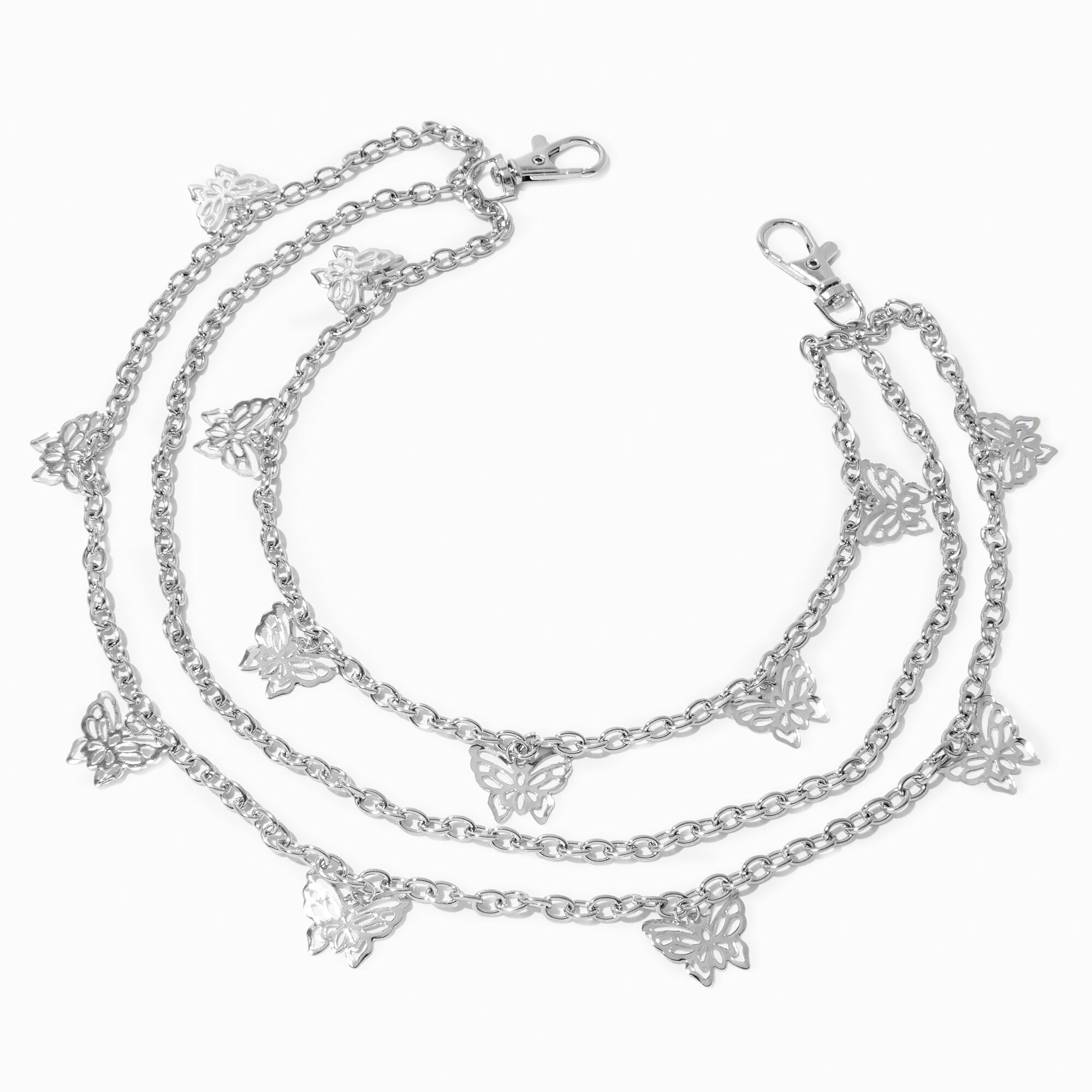 Udvalg Forvirre Stille Filigree Butterfly Three Row Silver Jean Chain | Claire's US