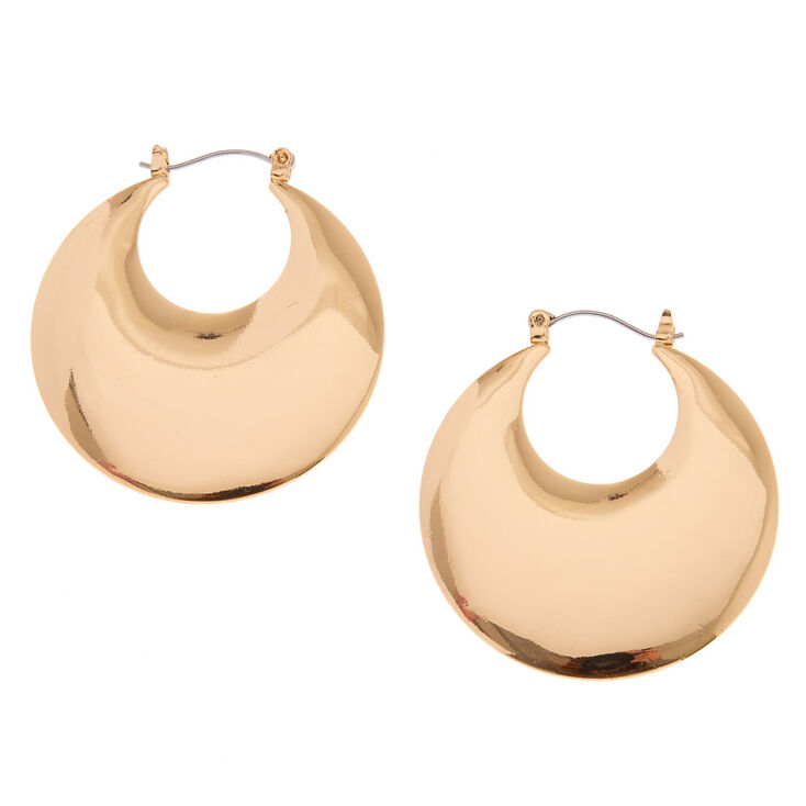 40MM Gold-Tone Disc Hoop Earrings | Claire's US