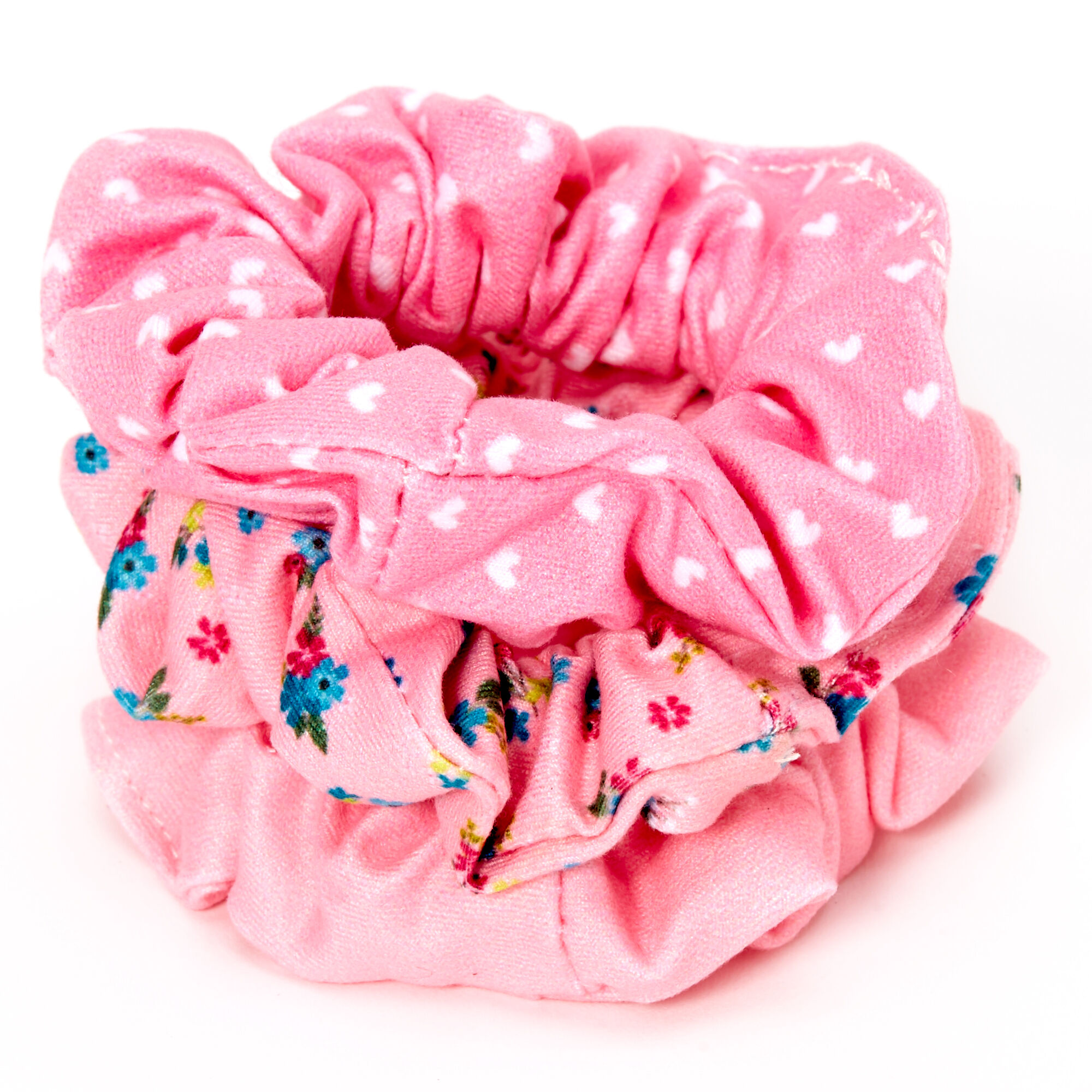 Claire's Club Small Floral Heart Hair Scrunchies - 3 Pack,