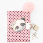 Mini journal intime &agrave; cadenas avec confettis mobiles c&oelig;urs panda - Rose,