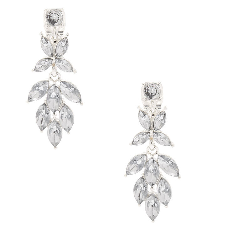 Claire's Pendantes à clip à pétales en strass 3,8 cm couleur argenté