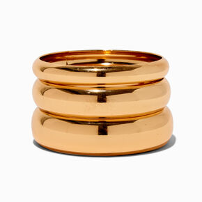 Bracelets bangle &eacute;pais aux designs vari&eacute;s couleur dor&eacute;e - Lot de 3,