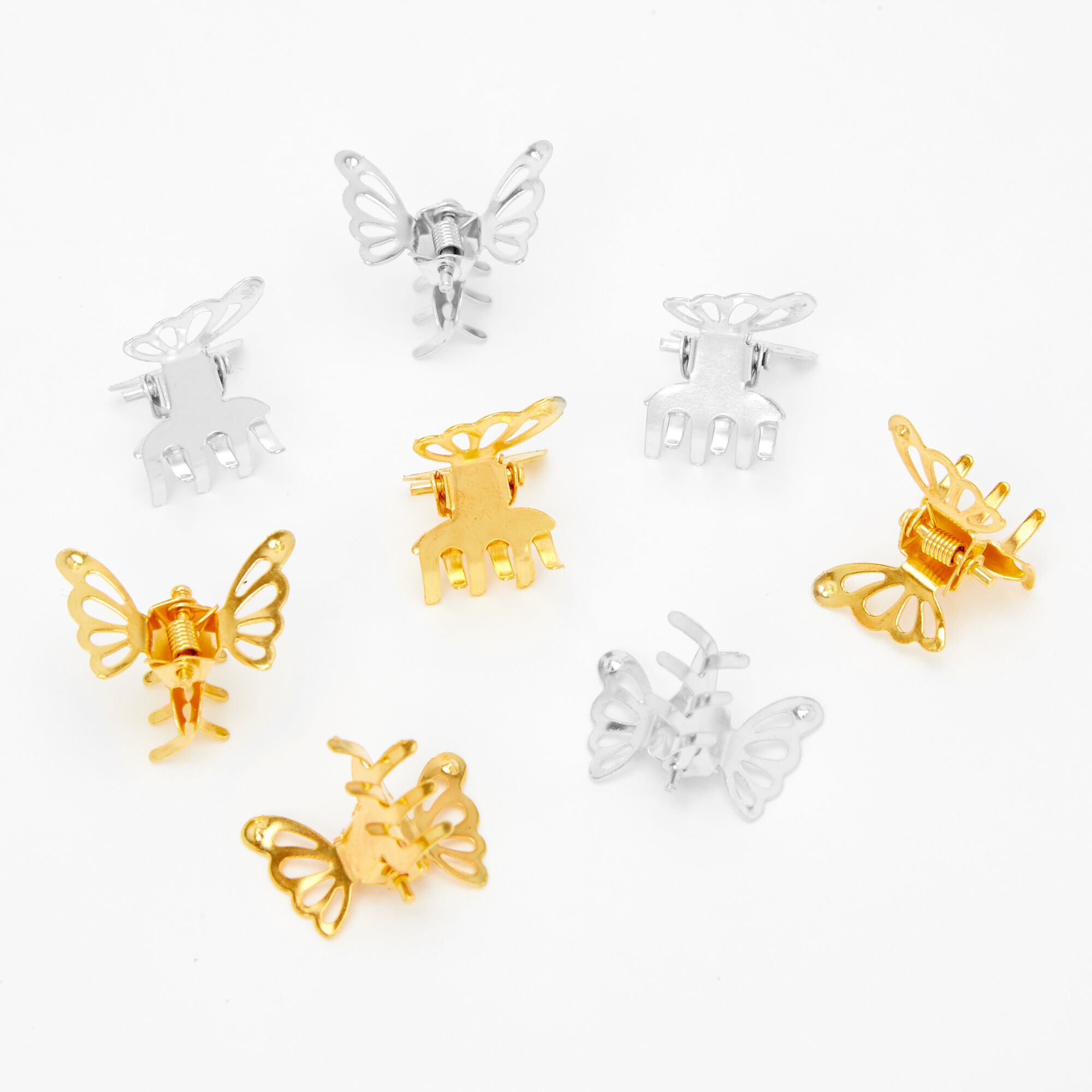 Gold & Silver Butterfly Hair Claws - 8 Pack,
