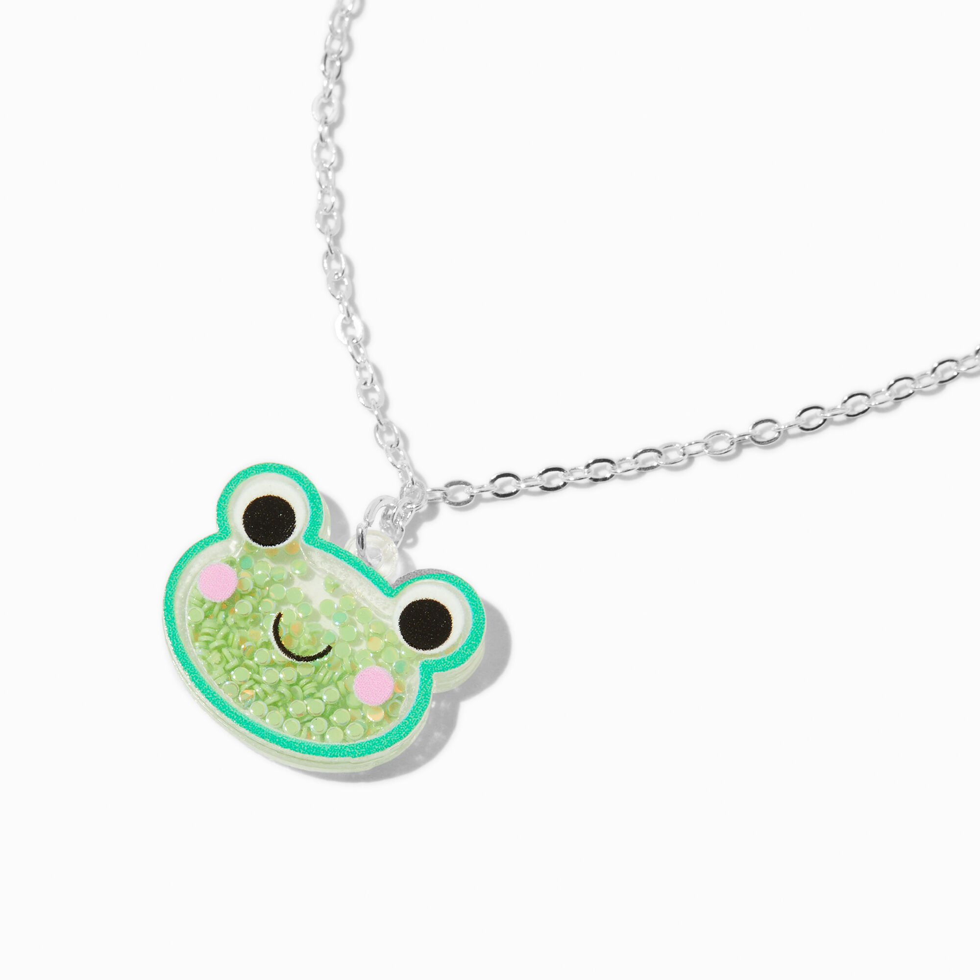 View Claires Frog Shaker Pendant Necklace Green information