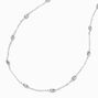 Silver-tone Oval Bead Station Necklace,