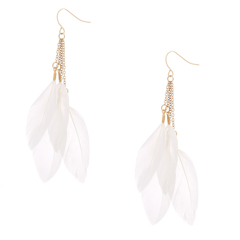 White shop feather earrings