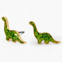 Gold &amp; Green Plated Crystal Dinosaur Stud Earrings,