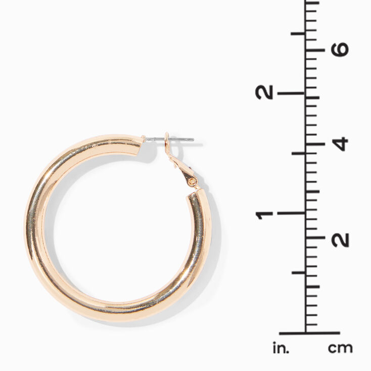 Gold-tone Tube 40mm Hoop Earrings,