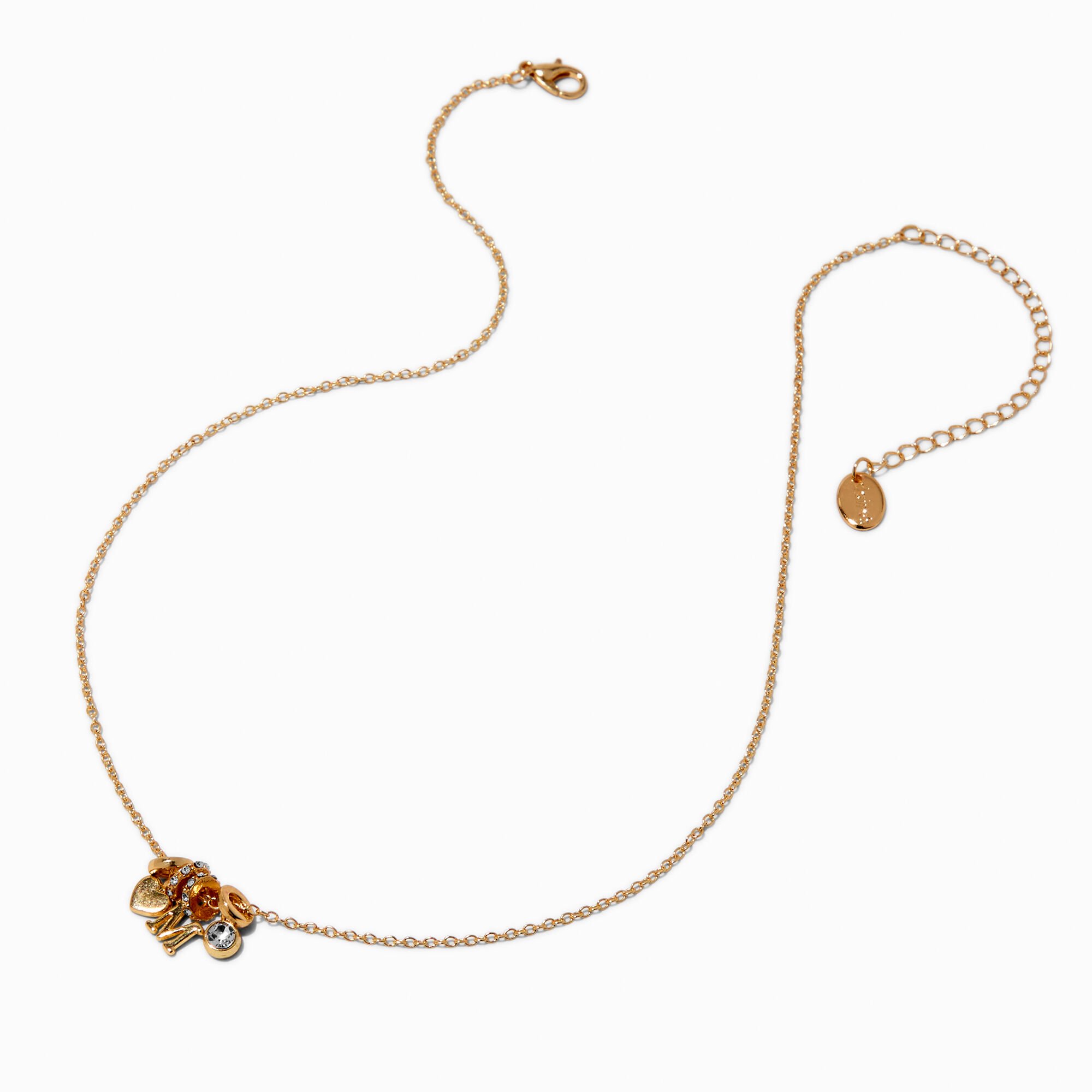 Gold-tone Initial Charm Pendant Necklace - M,