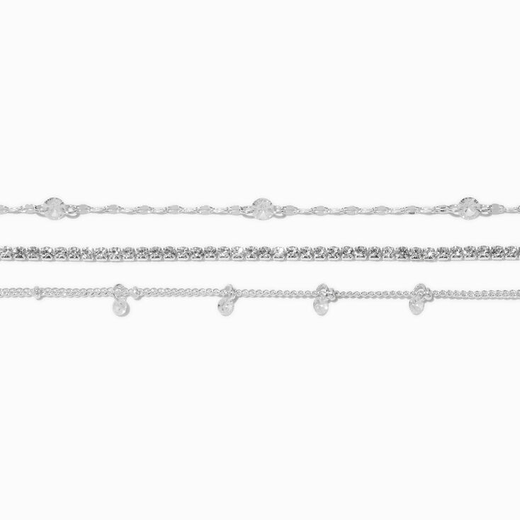 Silver-tone Cubic Zirconia Confetti Bracelet Set - 3 Pack,