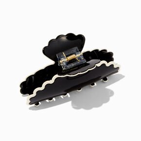 Black &amp; Cream Trim Scalloped Hair Claw,