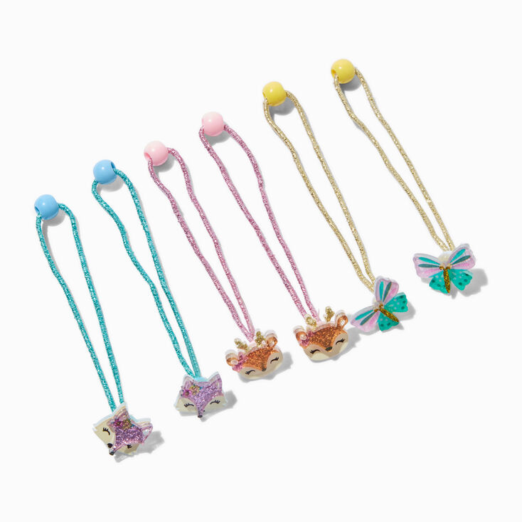 Claire&#39;s Club Glitter Forest Critter Hair Ties - 6 Pack,