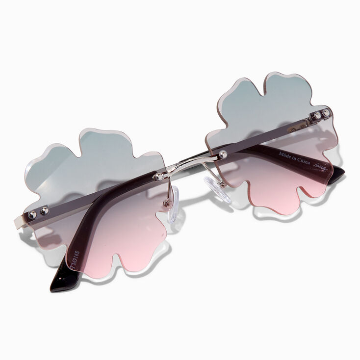 Hibiscus Flower Faded Lens Sunglasses,