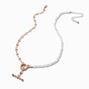 Mean Girls&trade; x Claire&#39;s Half Pearl &amp; Gold-tone Heart T Bar Necklace,