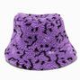 Purple Wavy Happy Face Plush Bucket Hat,