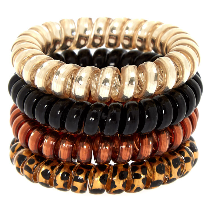 Claire's Élastiques spirales léopard métallisés - Lot de 4