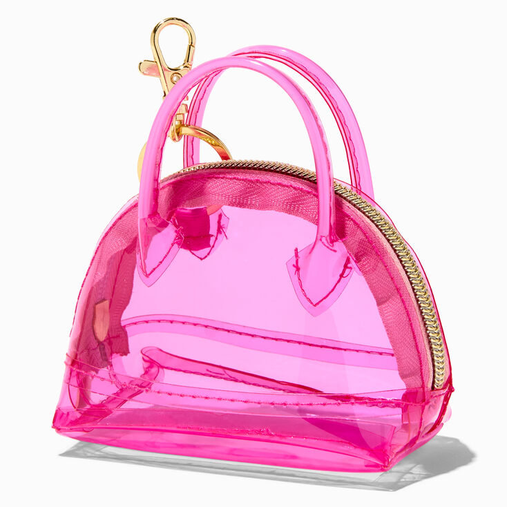 Pink Clear Bowler Handbag Keychain,