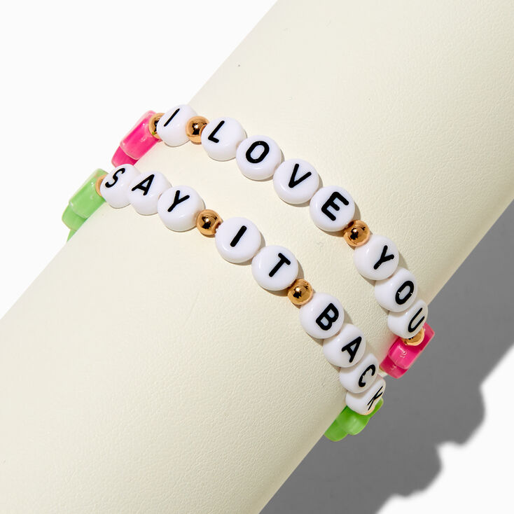 Best Friends &#39;&#39;I Love You&#39;&#39; &amp; &#39;&#39;Say It Back&#39;&#39; Beaded Stretch Bracelets - 2 Pack,