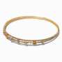 Gold-tone Crystal Star Collar Rigid Choker Necklace ,