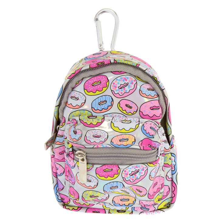 Holographic Donut Mini Backpack Keychain Coin Purse | Claire's US