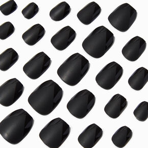 Black Matte Coffin Press On Vegan Faux Nail Set - 24 Pack,