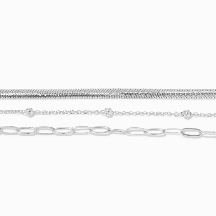 Silver-tone Mixed Chain Multi-Strand Bracelet,